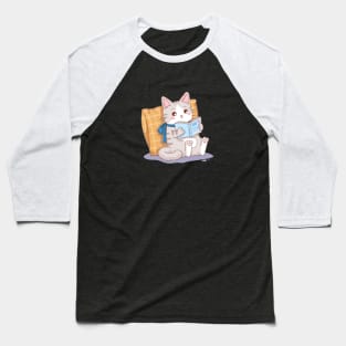 Cat read book Baseball T-Shirt